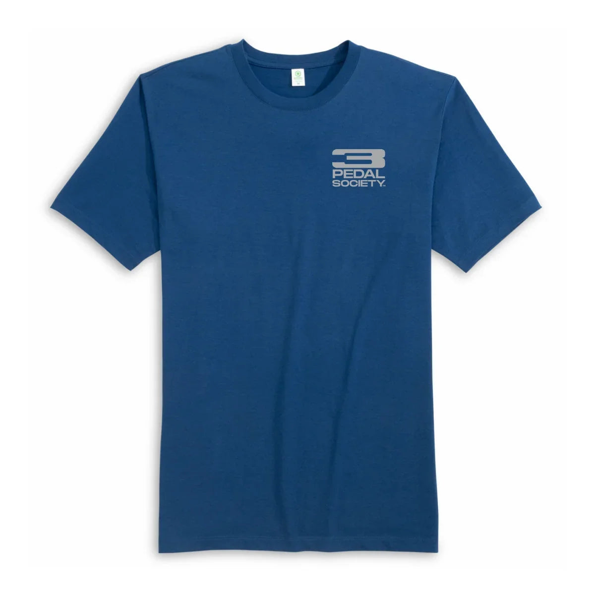 A blue short-sleeve crewneck t-shirt with a small white 'SPECIAL SOCIETY' logo printed on the left chest, displayed on a clean white background.
